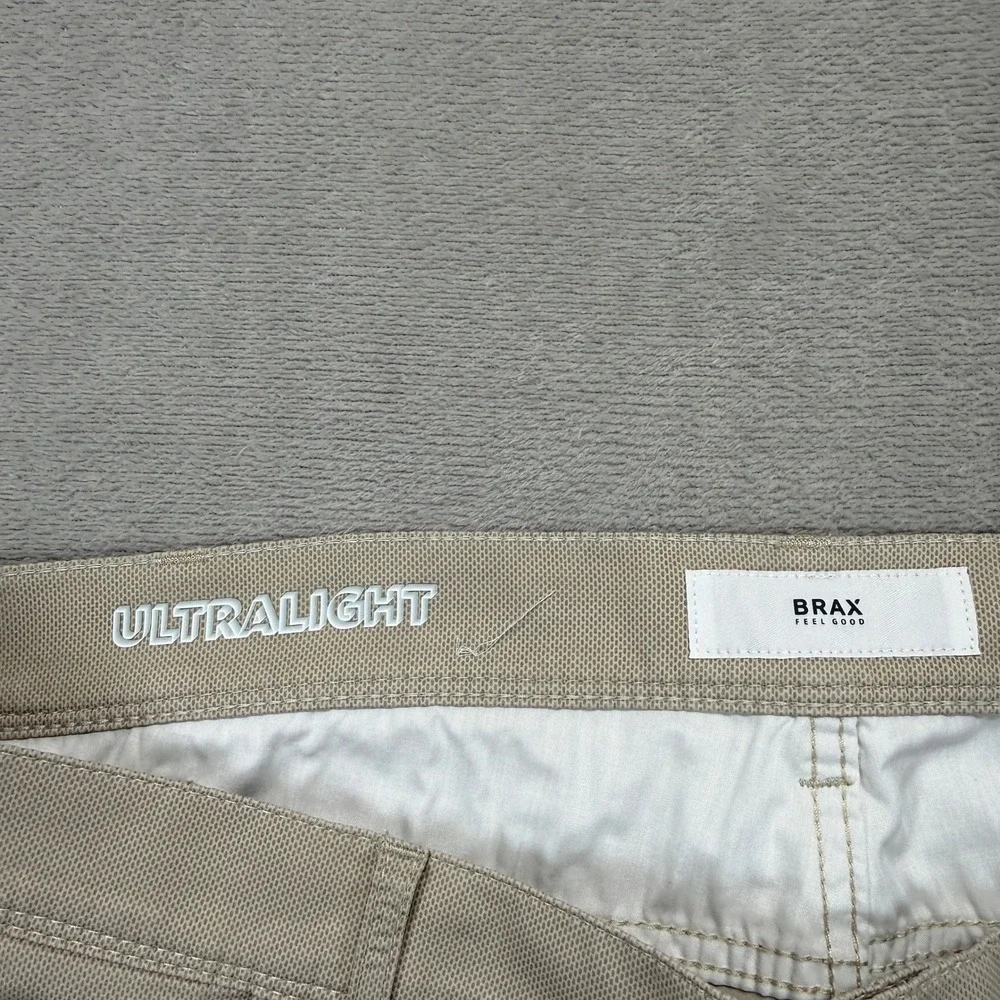 Brax Pants Men's 40x32 Cadiz Ultralight Beige Straight Leg Chino Stretch Trouser